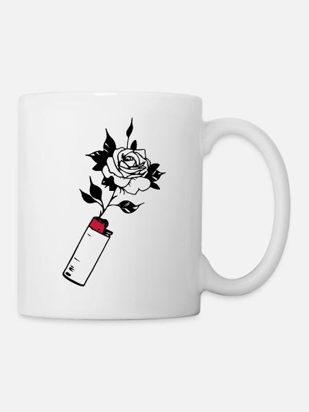 Briquet à fleurs (couleurs personnalisables) - Mug blanc - blanc