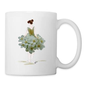 Flower woman in white floral dress - Mug - white - Right