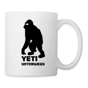 Yeti unterwegs, Schneemensch gesehen, Bigfoot - Tasse - Weiß - Rechts