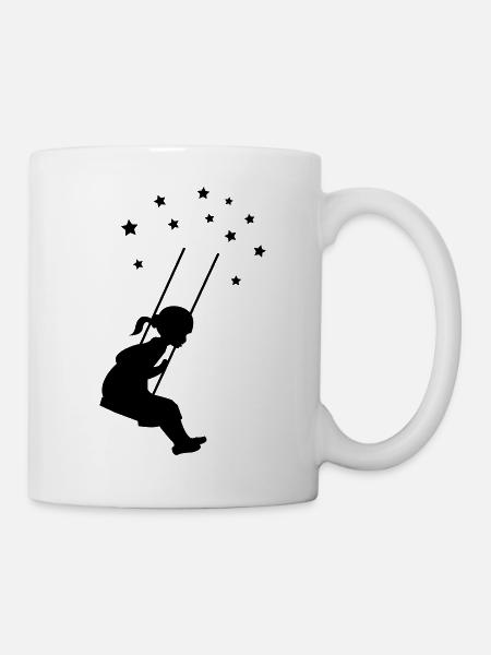 mädchen schaukel stern - Tasse - Weiß