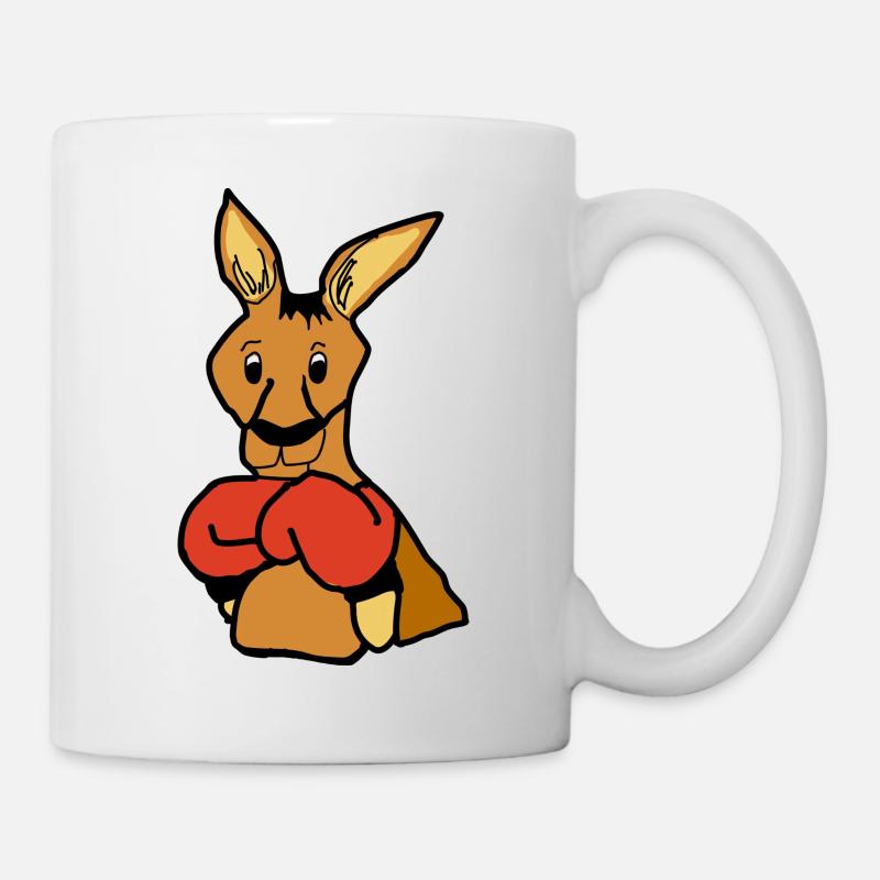 Kängeru mit Boxhandschuhen - Tasse - Weiß