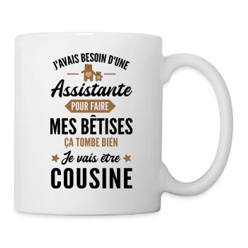 Assistante / je vais être cousine / Future Cousine - Mug blanc - blanc - Droite