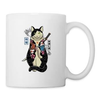 samurai cat - maneki neko - Tasse - Weiß - Rechts