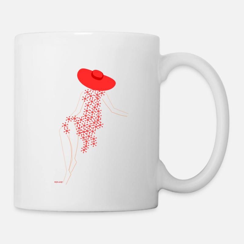 Geblümtes Kleid - Tasse - Weiß