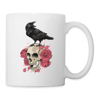 Rabe Totenkopf Wikinger Rosen Schädel nordisch - Tasse - Weiß - Rechts