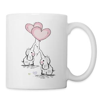 Elefanten mit Herz - Tasse - Weiß - Rechts