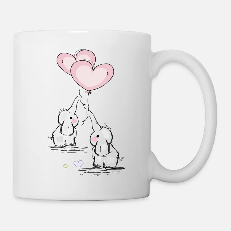 Elefanten mit Herz - Tasse - Weiß