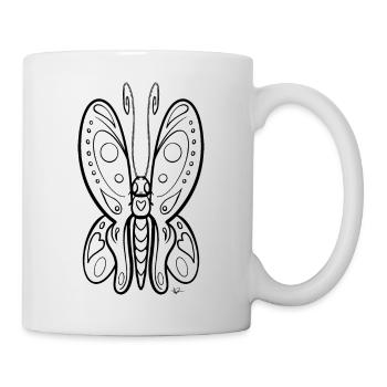 Ausmaldbild Schmetterling - Tasse - Weiß - Rechts