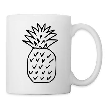 Ananas Emoji Obst Sticker Skizze schwarz - Tasse - Weiß - Rechts