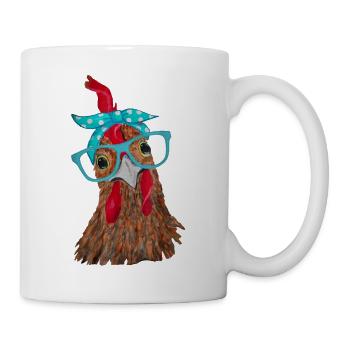 Huhn mit Bandana Stirnband und Brille niedlich - Tasse - Weiß - Rechts