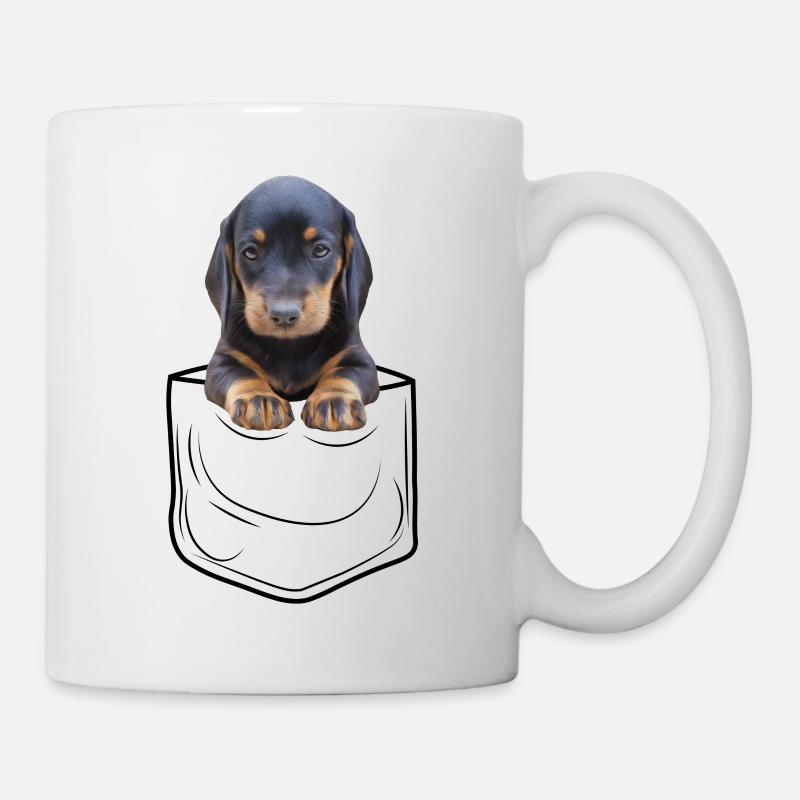 Teckel Teckel teckel de toit de blaireau poche poitrine de chien de poitrine - Mug blanc - blanc