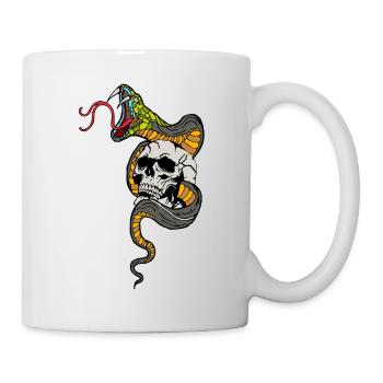 snake vipere skull skull of death old school - Mug - white - Right