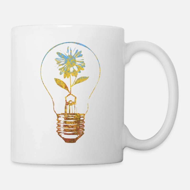Lampe und Blume - Tasse - Weiß