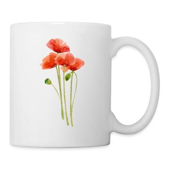 Mohnblumen - Tasse - Weiß - Rechts