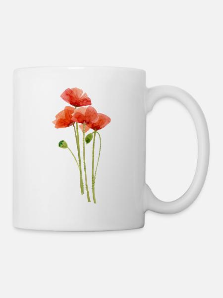 Mohnblumen - Tasse - Weiß