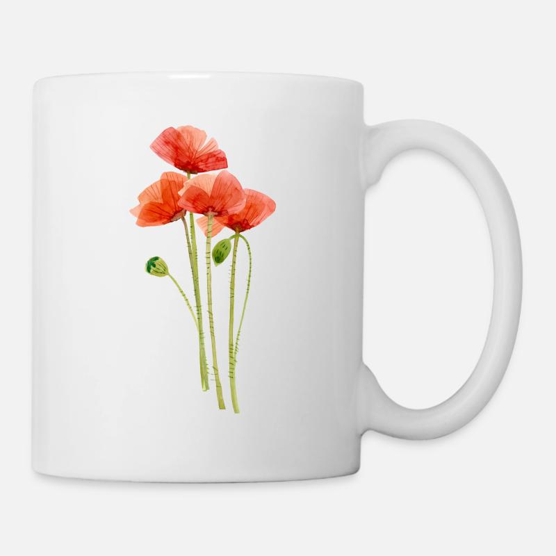 Mohnblumen - Tasse - Weiß