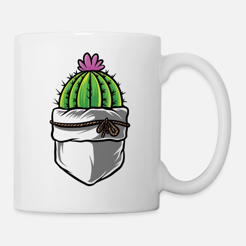 Cactus con fiore rosa nel taschino - Tazza - bianco