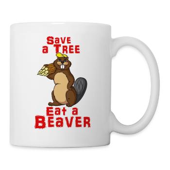 Save a Tree Eat a Beaver Funny Earth Day - Mug - white - Right