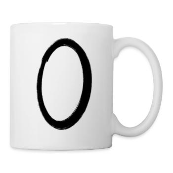 0 Null Zahl Handgemalt Schwarz Geschenkidee - Tasse - Weiß - Rechts