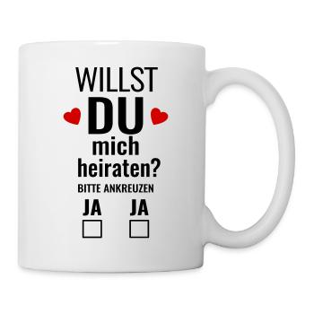 Willst du mich heiraten Heiratsantrag Hochzeit - Tasse - Weiß - Rechts