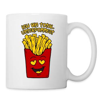 Pommes Frites total unterpommest lustige Pommes - Tasse - Weiß - Rechts