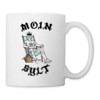 MOIN SYLT KÄPTN- Cooles Design im Retrostil - Tasse - Weiß - Rechts