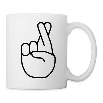 Emoji finger crossed sketch black - Mug - white - Right