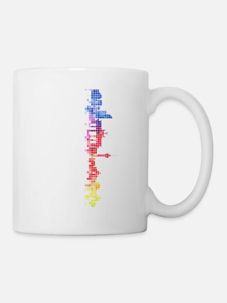 Berlin Deutschland Stadt Skyline Pixel Bunt - Tasse - Weiß