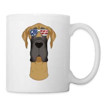 Great Dane USA Lunettes de soleil I Drapeau américain Grand - Mug blanc - blanc - Droite
