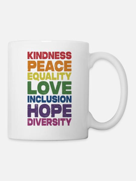 Gentillesse Paix Égalité Amour Inclusion Espoir Plongeurs - Mug blanc - blanc