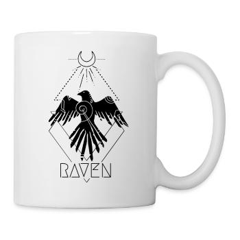Raven Tattoo Design Moon Triangle - Mug - white - Right