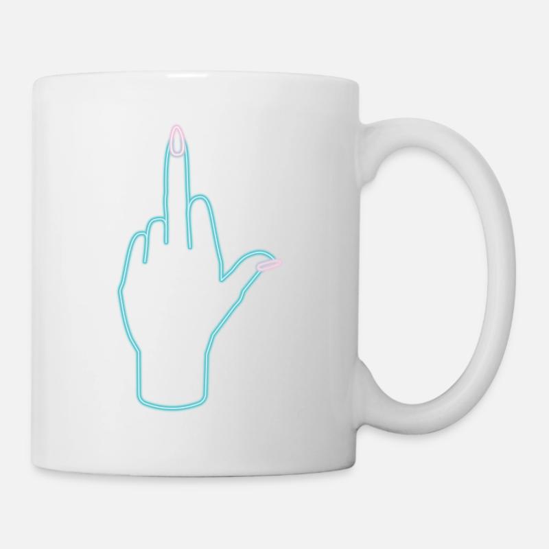 middle finger up - Mug blanc - blanc