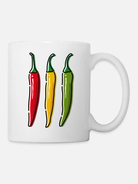 3 Chilischoten - Tasse - Weiß