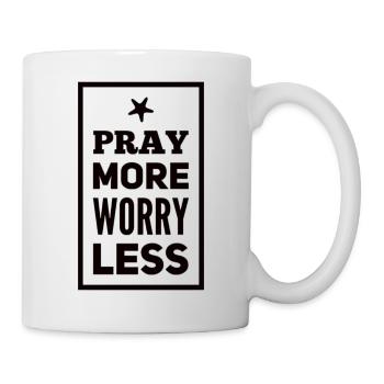 Priez plus d’inquiétude moins - Mug blanc - blanc - Droite