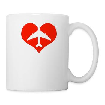 Airplane Pilot Fly Heart Destination I Gift - Mug - white - Right