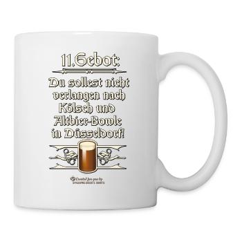 11. Gebot lustiger Spruch zu Altbier und Kölsch - Tasse - Weiß - Rechts