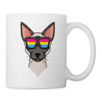 Chat siamois pansexuel - Chat avec lunettes - Mug blanc - blanc - Droite