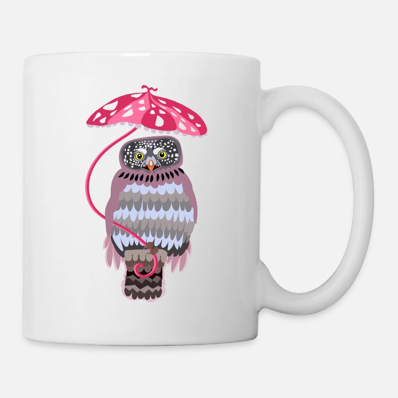 chouette au parapluie - Mug blanc - blanc