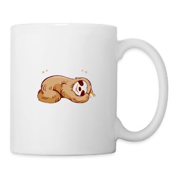 Faultier Spruch Schlafe Nicht Denke Faul schlafen - Tasse - Weiß - Rechts