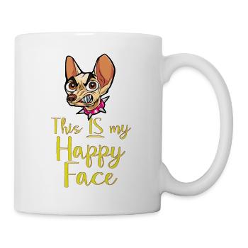 Dessin animé visage bande dessinée dessin animé humour sourire - Mug blanc - blanc - Droite