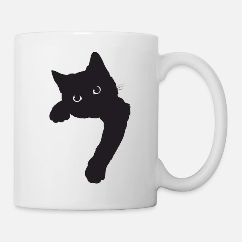 Chat noir mignon - Mug blanc - blanc