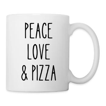 Frieden Liebe und Pizza - Tasse - Weiß - Rechts