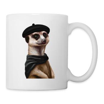 Erdmännchen mit Hut Tier lustig Frankreich Paris - Tasse - Weiß - Rechts