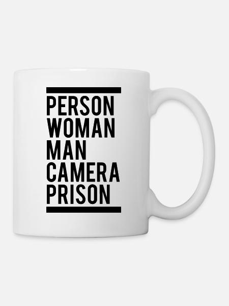 Person Frau Mann Kamera Gefängnis - Tasse - Weiß