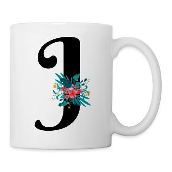 lettre J fleuris - Mug blanc - blanc - Droite