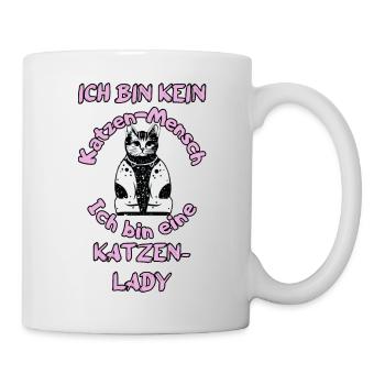 Katze Katzen verrückte Katzendame Katzenmensch - Tasse - Weiß - Rechts