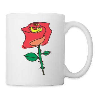 Rose Blume Rot Illustration - Tasse - Weiß - Rechts