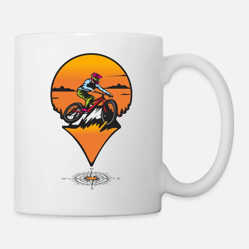 sunset mount bike - Mug - white