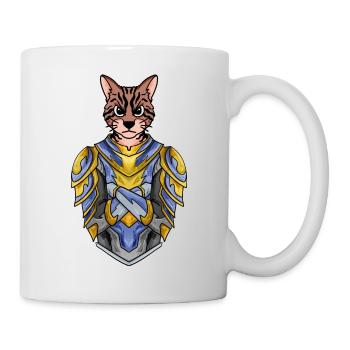 Ritter Katze Katzenrasse Bengalkatze mit Rüstung - Tasse - Weiß - Rechts