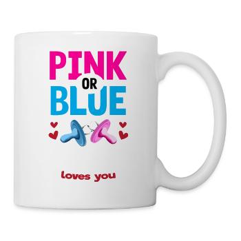 Pink or Blue Mam Loves You Gender Reveal Party - Tasse - Weiß - Rechts